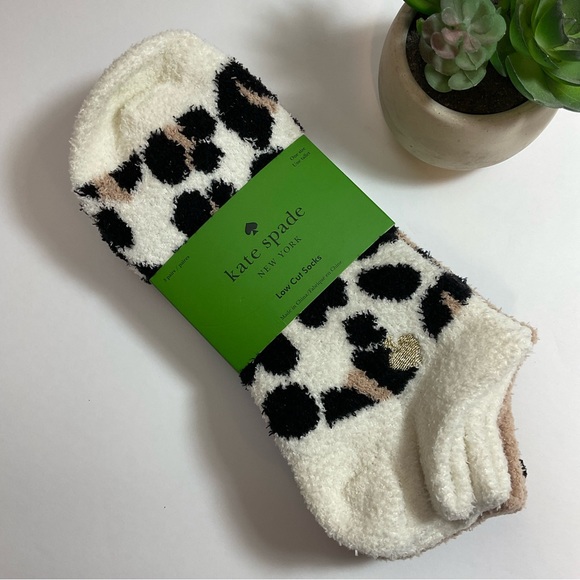 kate spade Accessories - NWT Kate Spade Leopard 3Pk Low Cut Fuzzy Socks Gift Pack